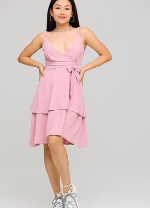 Платье мини из легкой летней ткани с эффектом жатки3 фото