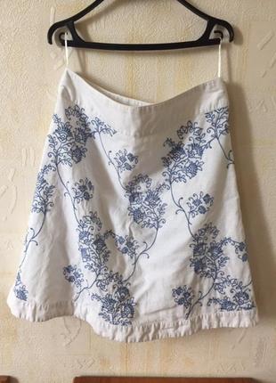 Юбка лен с вышивкой