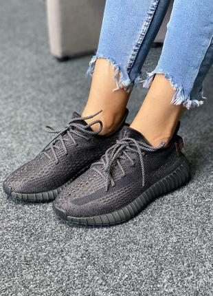 Женские кроссовки adidas yeezy boost 350 black full reflective,кроссовки адидас летние в сетку3 фото