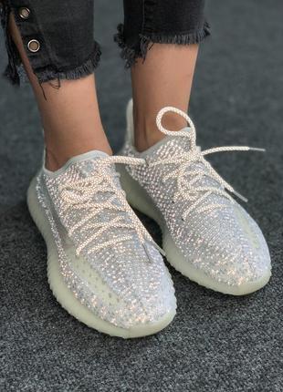 Женские кроссовки adidas yeezy boost 350 static full reflective, кроссовки адидас изи рефлективы3 фото