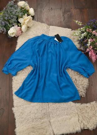 Синя блуза великого розміру, блузка великого розміру1 фото