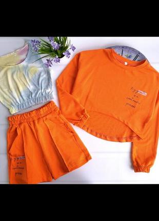 Костюмчик(худи+топ+шорты)