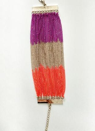 Широкий разноцветный браслет из цепочек2 фото