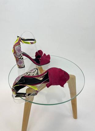 Босоножки женские на каблуке кожа замша италия3 фото
