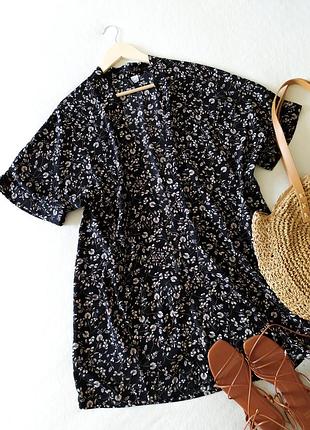 Пляжная туника кимоно халатик в мелкий цветочный принт h&m