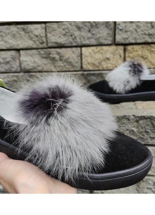 Туфли, слипоны натуральная замша с мехом - распродажа1 фото