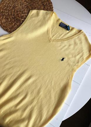 Трендовая oversize жилетка polo ralph lauren нежно-желтого цвета , как новая