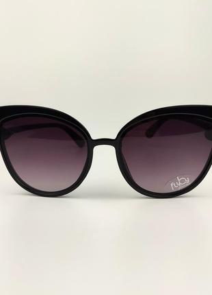 Женские солнцезащитные очки flyby «kitty» черная роговая оправа2 фото