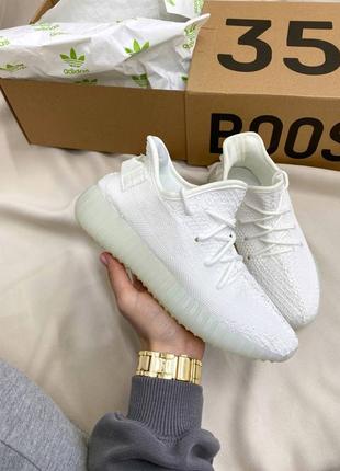 Женские белые кроссовки adidas yeezy boost 350 white crystal, кроссовки адидас изи изики 3502 фото