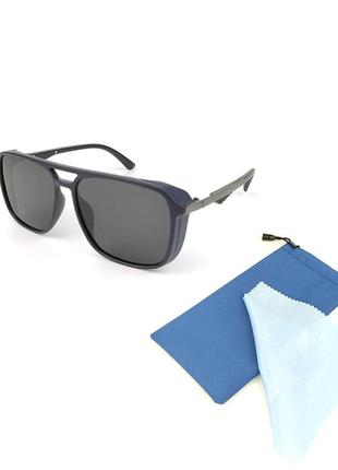 Мужские солнцезащитные очки квадратной формы «rain» с темно-синей роговой оправой5 фото
