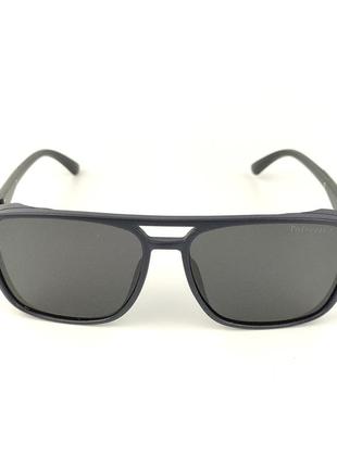 Мужские солнцезащитные очки квадратной формы «rain» с темно-синей роговой оправой3 фото