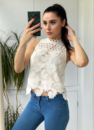 Біла мереживна блузка від topshop