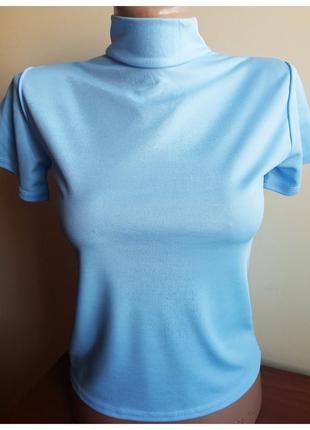 Актуальный базовый летний лёгкий гольф гольфик американка голубой жіноча кофточка  распродажа3 фото