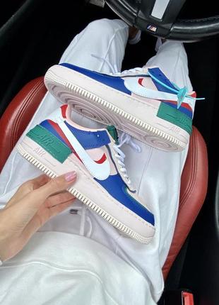 Милые женские кроссовки nike air force 1 shadow розовые пудровые с синим цветные5 фото