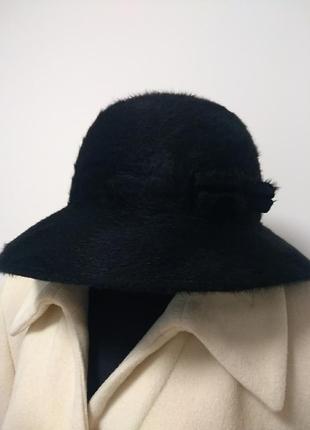 Шляпа чёрная фетр-кролик винтаж5 фото