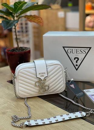 Сумка женская guess 1981 mini white белая (гесс, клатч, кошелек, сумочка)