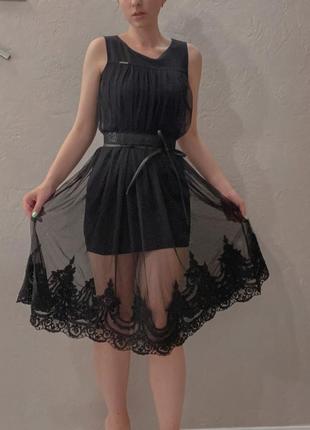 Чёрное мини платье4 фото