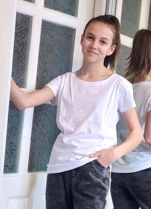 Базова футболка на дівчинку підлітка біла чорна беж