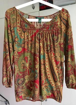 Красивая трикотажная блуза с орнаментом "пейсли" ralph lauren