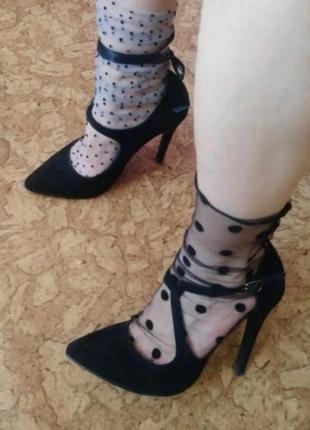 Носки носочки чёрные горох сетка ажурные под туфли босоножки кроссовки5 фото
