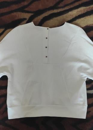 Блуза світло-молочного кольору від zara з декоративними гудзиками ззаду4 фото