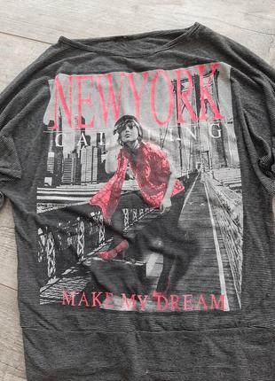 Н&м реглан кофта лонгслив с принтом в полоску рукав 3/4 на девочку р.146 - 152 см