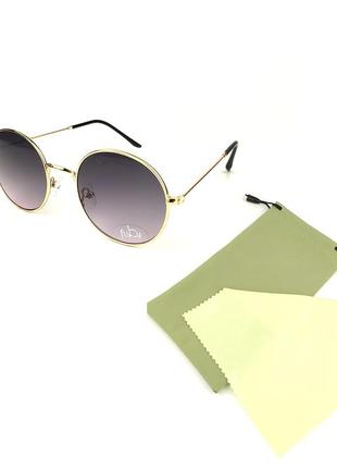 Солнцезащитные очки flyby «lolipop» с золотой металлической оправой5 фото
