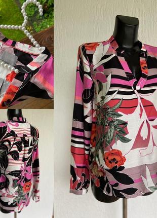 Фірмова стильна якісна натуральна віскозна блуза квітковий принт