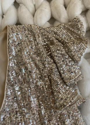 Блестки блестящее оверсайз свободное платье пайетки мини с объёмными рукавами трапеция нарядное вечернее люрекс6 фото