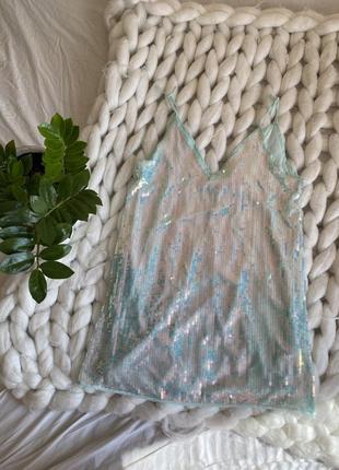 Блестки блестящее оверсайз свободное платье пайетки мини майка трапеция нарядное вечернее люрекс