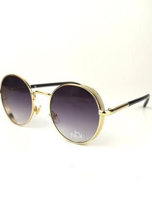 Солнцезащитные очки flyby «palm» в золотой металлической оправе3 фото