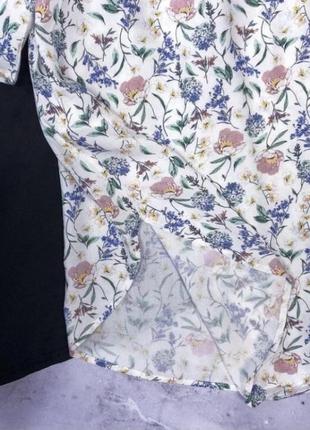 Блуза-футболка летняя h&m, цветочный принт, натуральная ткань2 фото