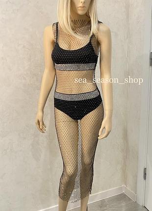 Женская сетка-платье со стразами