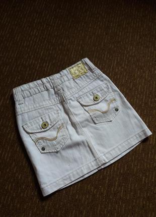 Белая джинсовая юбка на девочку 6-7 лет, 122-128, 100% хлопок4 фото