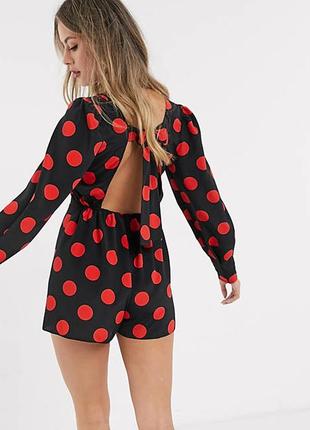 Комбинезон в контрастный горошек asos design, открытая спинка!2 фото