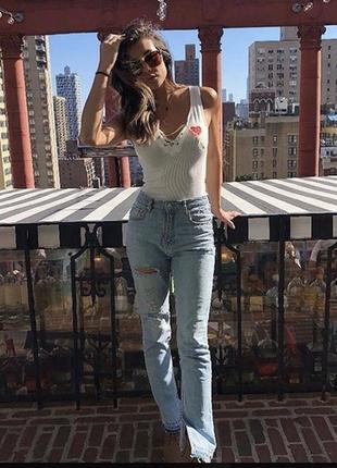 High rise flared split jeans от zara