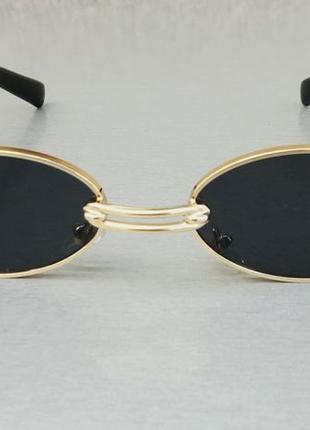 Gentle monster очки унисекс солнцезащитные модные узкие овальные черные в золоте2 фото