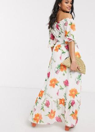 Роскошное макси платье магазина asos в цветы , горох, рюши, премиум!3 фото