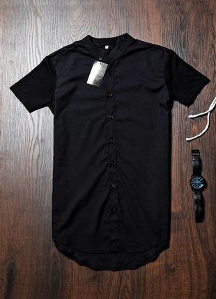 Сорочка чоловіча базова короткий рукав чорна asos / сорочка чоловіча базова чорна блуза асос