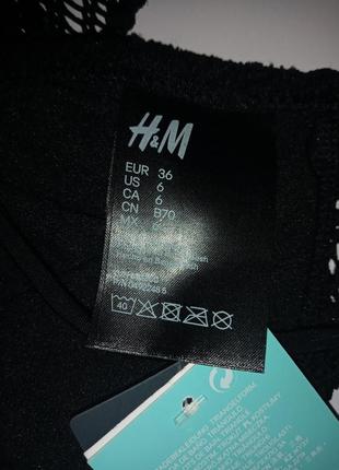 Чёрный кружевной верх купальника h&m 36 р5 фото