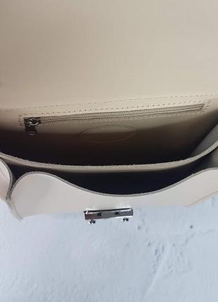 Сумка-клатч женская натуральная кожа, слоновая кость с имитацией под питона 3345 фото