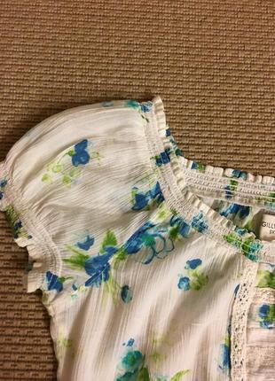 Легка бавовняна блуза футболка, майка-топ в квітковий принт4 фото