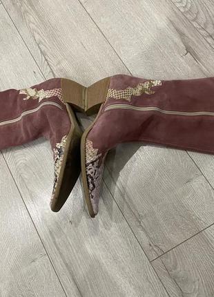 Italy 🇮🇹 черевики демі ковбойські)черевики козаки з вставками зі зміїної шкіри 🐍2 фото