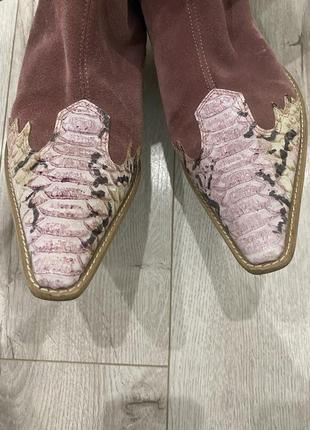 Italy 🇮🇹 черевики демі ковбойські)черевики козаки з вставками зі зміїної шкіри 🐍4 фото