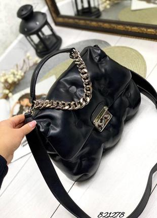 Женская чёрная бежевая сумка