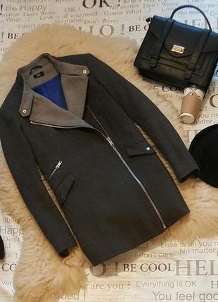 Стильное теплое шерстяное пальто косуха бойфренд от f&f1 фото