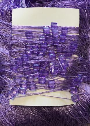 Фиолетовые шторы-нити со стеклярусом3 фото