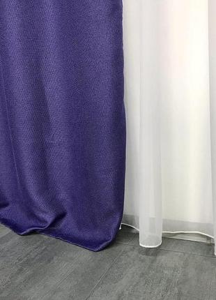 Шторы плотные блэкаут из льна 150x270 cm (2 шт) фиолетовые6 фото