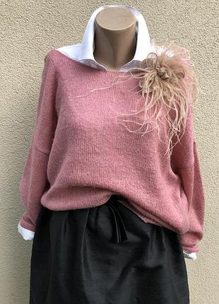 Вязаный свитер,кофта,джемпер,шерсть,мохер,большой размер