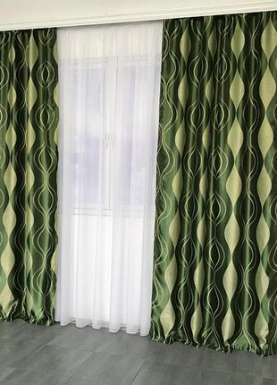 Готовые шторы велюр блэкаут 150x270 cm (2 шт) зеленые2 фото